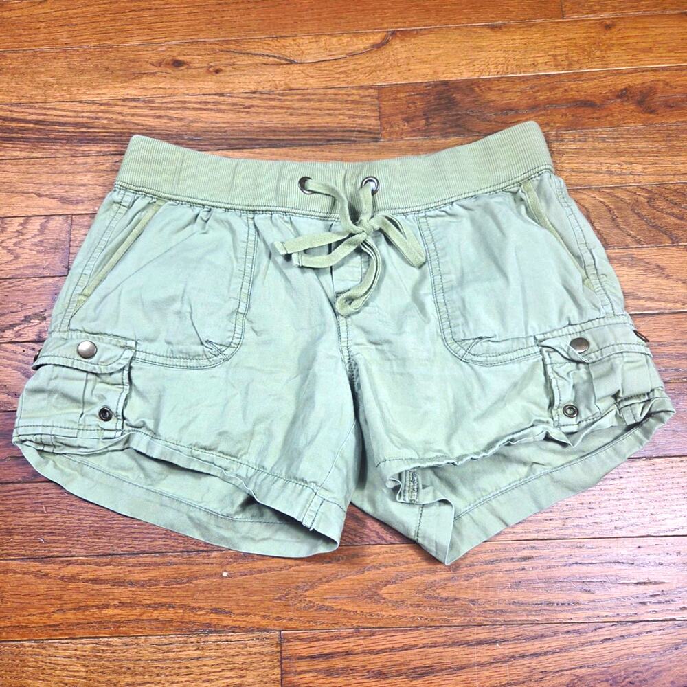 Old Navy Womens S Olive Green Cargo Shorts Low Rise Drawstring Utility Y2K